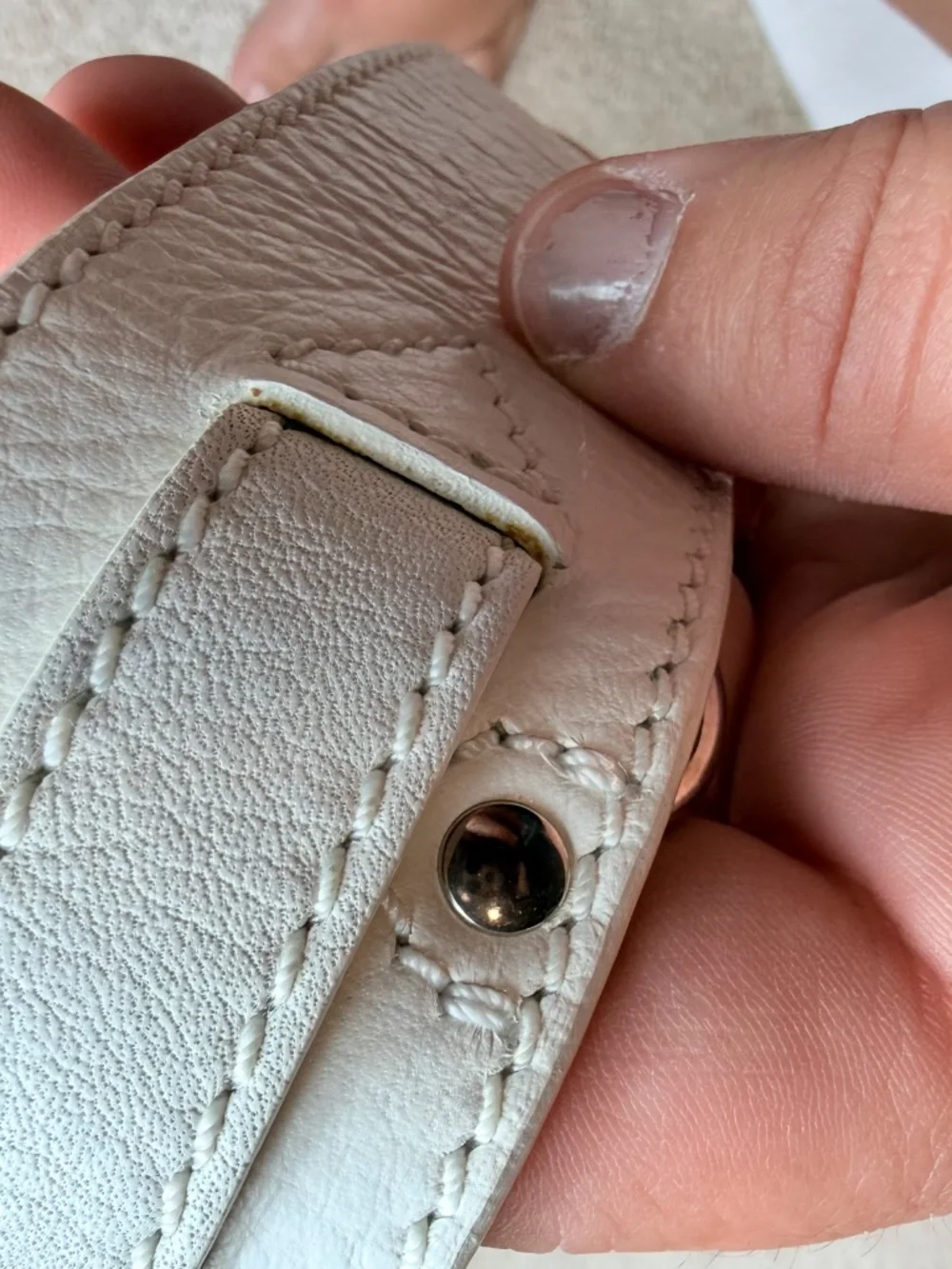Burberry Double Buckle Leather Belt White